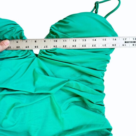 Kikiriki Ruched Bodycon‎ Mini Dress Womens M Party Kelly Green St Patrick's Day - Picture 8 of 10